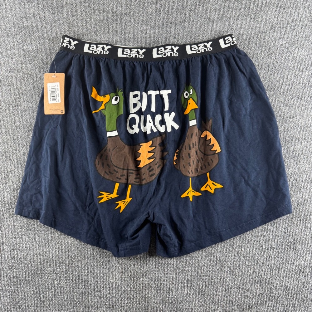 Lazy One Butt Quack Mens Navy Blue Cotton Novelty Boxer Shorts XXL B861